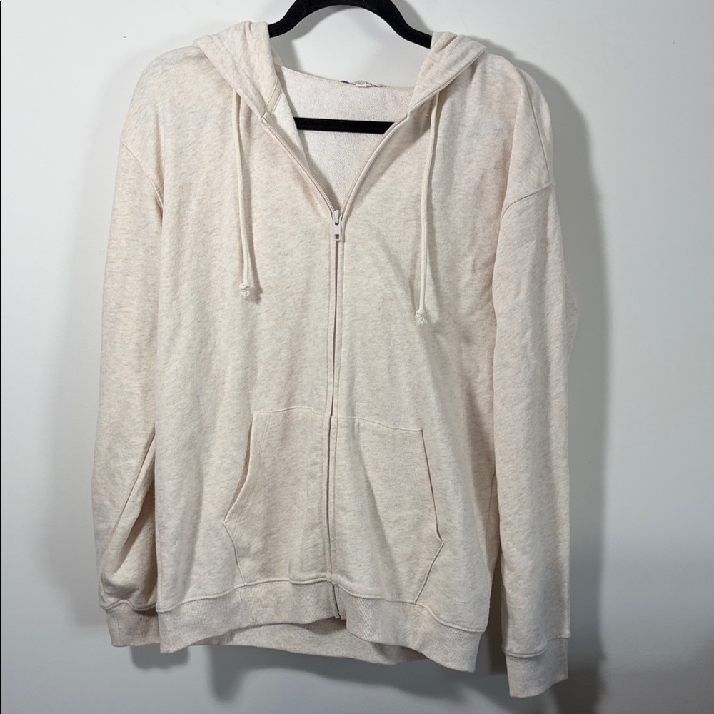 Z Supply Oatmeal Heather Full-Zip Hooded Sweatshirt